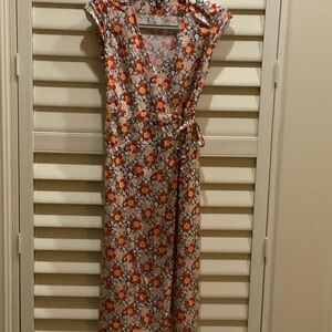 J. Crew Floral Maxi Dress - Red Yellow White Green floral Wrap dress